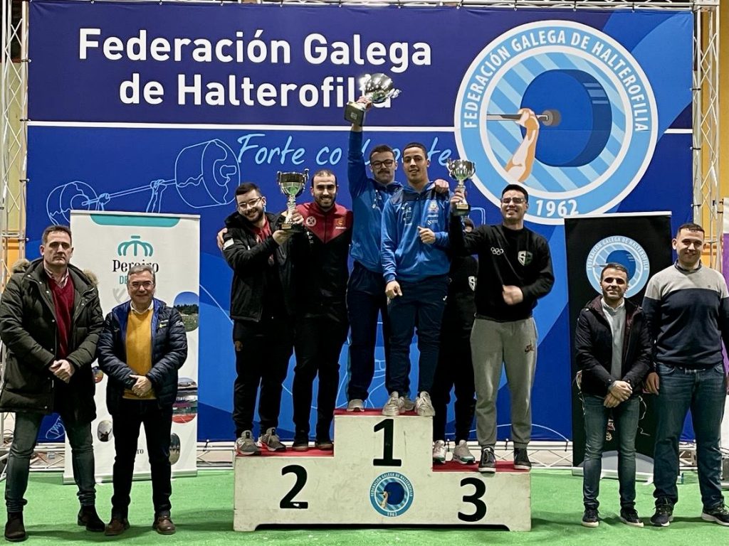podium masculino liga gallega de clubes-2023 Club halterofilia Ourense subcampeones